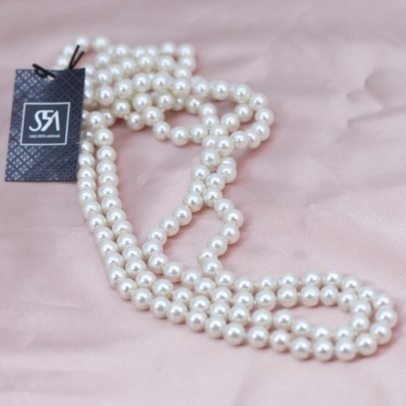 8mm Glass Pearl - 50" Long Necklace - Picture 1 of 3